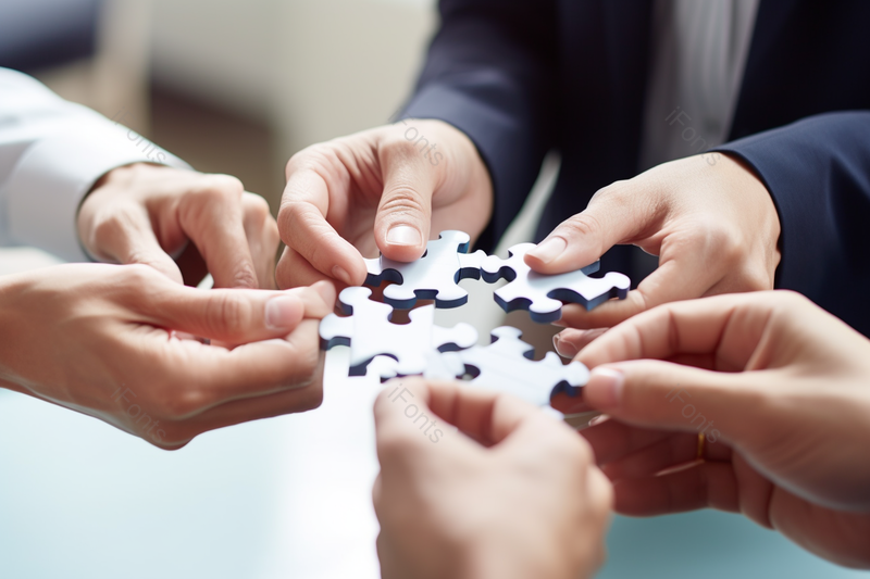 白领商务人士团结拼图碎片协助合作共赢,高清,摄影图,摄影图片,图片大全,摄影图免费下载